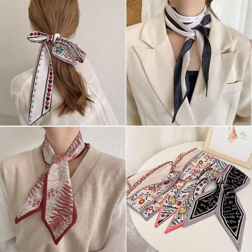 Korean Silk Bind Hair Women Headband Grace Versatile Ribbon Printing Head Rope Temperament Lady Bows Hair Circle Tie Accessories