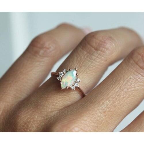 Charm oval stone Rose Gold Color Rings for Woman Elegant CZ Female wedding Party Finger Jewelry girl Gift Dropshipping