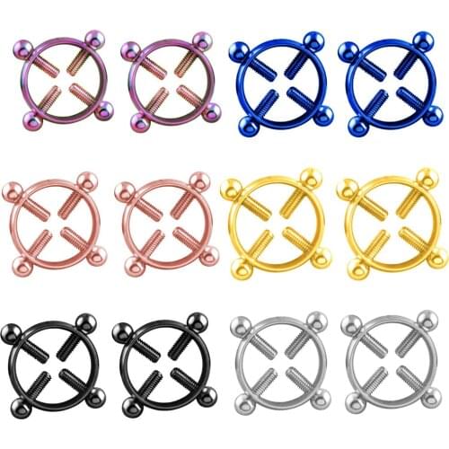1 Pair Sexy Stainless Steel Round Non Piercing Nipple Ring Shield Body Piercing Nipple Clamps Adult Game Sex Toys for Women Girl