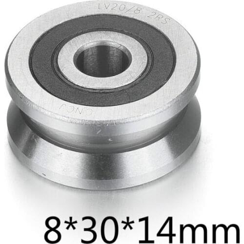 2Pcs 8x30x14mm Ball Bearing V Groove Bearing Sliding Guide Wire Line Pulley Angle Double Row Angular Contact Ball