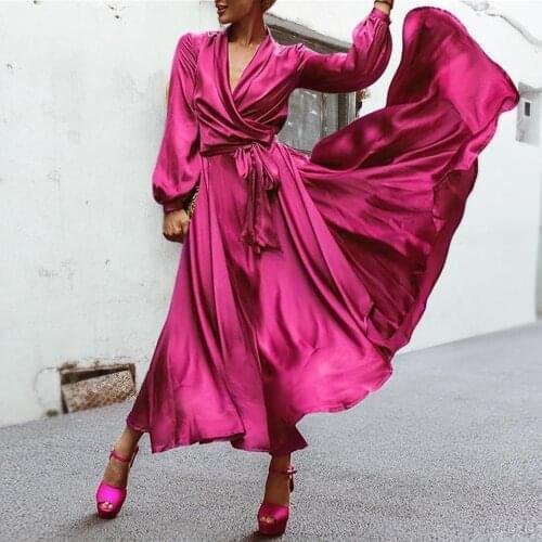 2021 Autumn Sexy V Neck Prom Dresses Fashion Women Long Sleeve Long Ball Gowns Quinceanera Robe Evening Party Homecoming Vestido