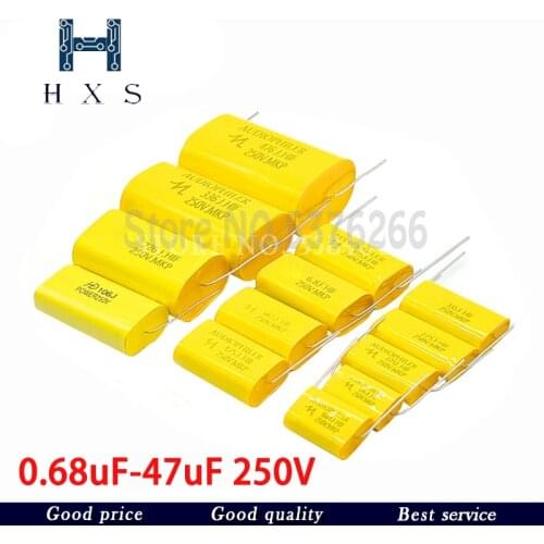 2pcs 0.68uF-47uF 250V Tweeter Speaker Frequency Divider Crossover Non-Polarity Capacitor