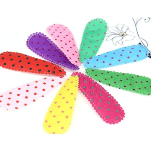 600 Padded polka Dots 55mm Cute Hair Clip Covers mix colors no clips
