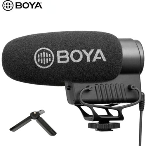 BOYA BY-BM3051S Stereo Mono Condenser Shotgun Microphone Gain Control High-pass Filter for DSLR Camera Camcorder Audio Recorder