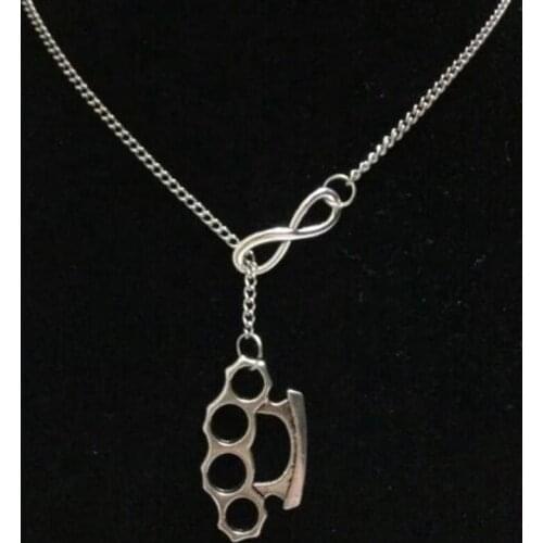 Fast Ship! DIY- 50cm Fashion Jewelry Charms Brass Knuckles & Lucky 8 Pendants Chain Necklace Jewelry Gift