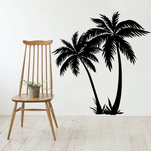 Tree Silhouette Wall Decal Living Room Art Decor Beach Tropical House Vinyl Wall Sticker Nursery Kids Room Window Decals Y361