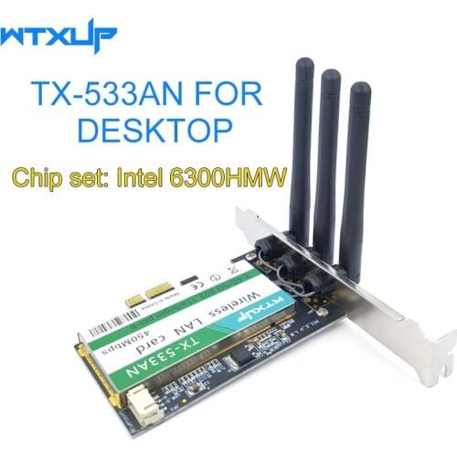 Dual band 450Mbps PCI-e Wireless Wifi adapter TX-533AN 633ANHMW 6300AGN for Intel 6300 802.11a/g/n PC card