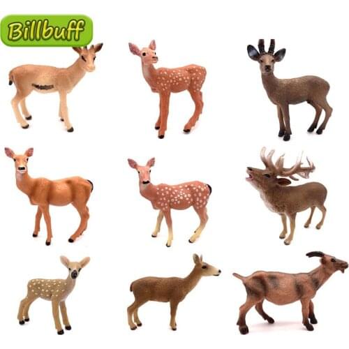 Simulation PVC Camel Poitou Donkey Alpaca Vicugna Reindeer Elk Sika Deer Action Figures Dolls Educational toys for children Gift