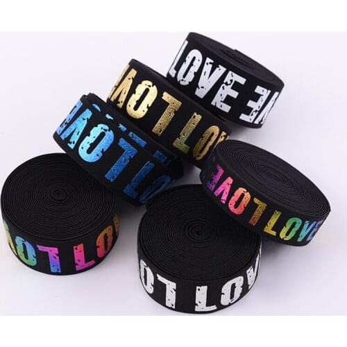 Elastic Bands 25/40mm Print Love Elastic Ribbon Clothing Bags Trousers Elastic Rubber 2.5/4cm DIY Sewing Accessories Rubber Band