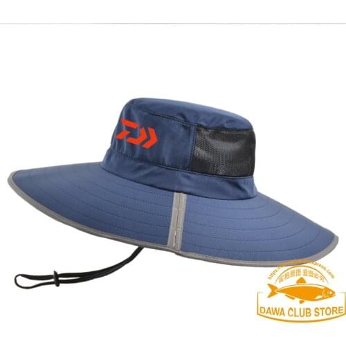2021 Daiwa Brand Big Brim Fishing Hat Summer Outdoor Mountaineering Hat Anti-UV Cap Waterproof Sports Big Brim Foldable Hat