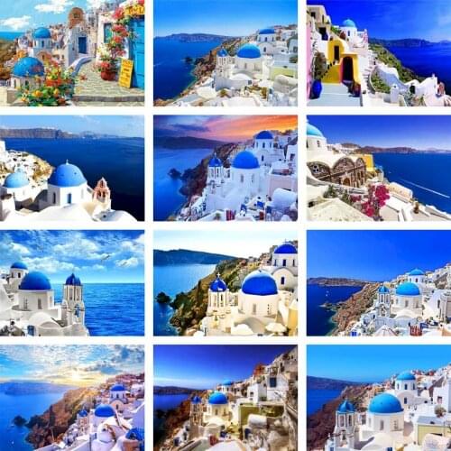 GATYZTORY DIY Painting By Numbers Kit Seaside Acrylic Paint By Numbers Wall Art Landscape Canvas Painting on canvas Figure