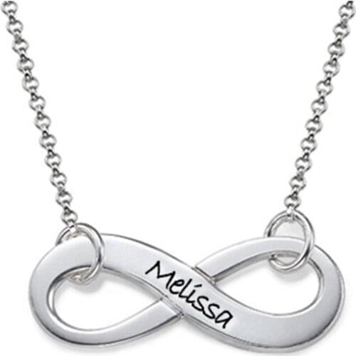 AIYANISHI 925 Silver Personalized Name Necklace Handmade Heart Infinity Name Necklaces Child Women Birthday Gifts Lover Jewelry