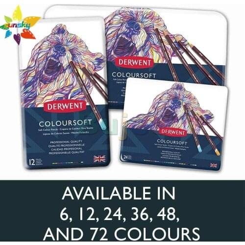 OEM UK Derwent Colored Pencils, ColourSoft Pencils, Drawing, Art, Metal Tin, 24 Count (0701027) 12 Count 36 Count 72 Count