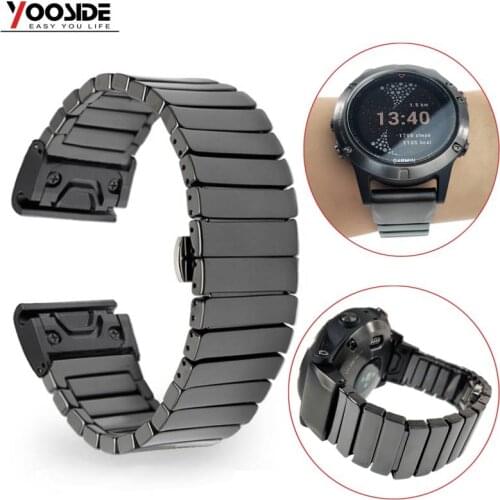 YOOSIDE 22mm Ceramic Butterfly Buckle Quick Fit Watch Band Strap for Garmin Fenix 5/5 Plus/Forerunner 935/Quatix 5/Approach S60