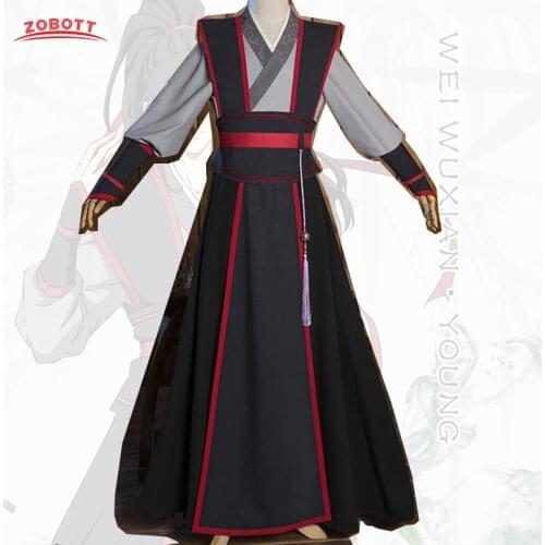 Mo Dao Zu Shi Cosplay Costumes Wei Wuxian Young Grandmaster of Demonic Cultivation Costume Men Anime Wei wuxian Wig Black Shoes