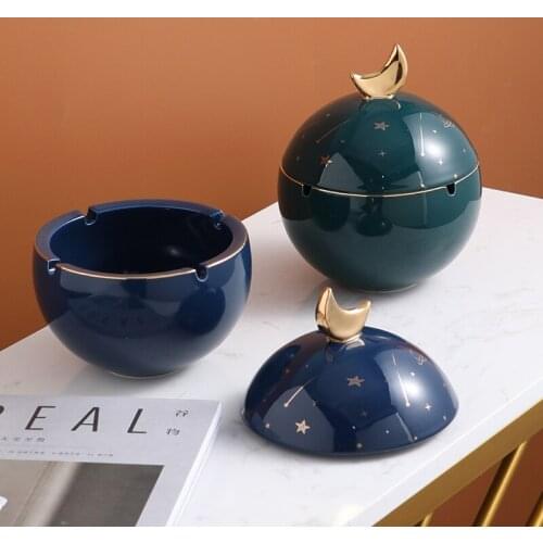 Nordic creative ceramics universe planet soot with lid ornaments multifunctional storage desktop office crafts home decoration