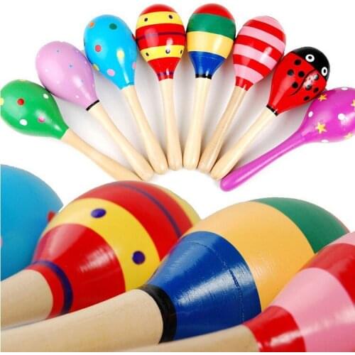 Small Wooden Maracas Baby Kids Child Musical Instrument Rattle Shaker Party Toy
