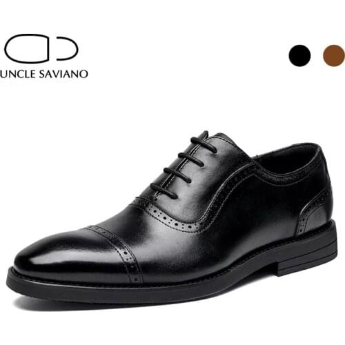 Uncle Saviano Oxford Business Dress Wedding Best Man Shoes Fashion Designer Handmand Shoe Formal Genuine Leather Office Men Shoe