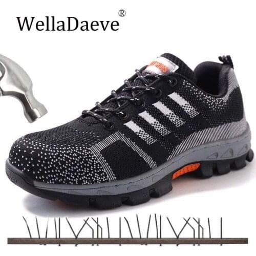 Mens Safety Shoes Breathable Outdoor Sneakers Construction Footwear Steel Toe Puncture Proof Anti-slip Work Ankle Boots For Men