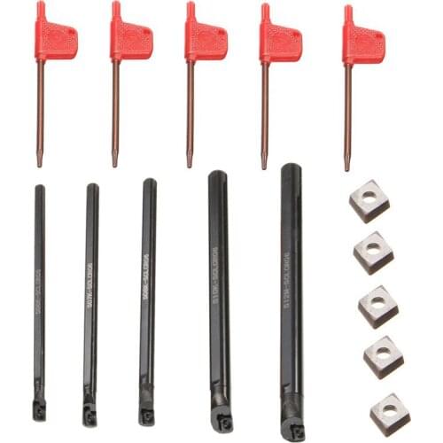 95 Degree Right Hand Blade Inserts Turning Tool Set 5pcs Boring Bar Tunring Tool SCLCR 6 7 8 10 12mm with 5Pc CCMT0602 Insert