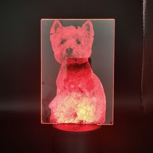 Pet Dog Nightlight 3D LED Night Light Baby Room Desk Lamp Bedside West-Highland-White-Terrier Cute Kids Baby Birthday Gift