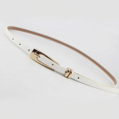 New Arrival Candy Color Thin Pu Leather Belt Female Red Brown Black White Yellow Waist Belts For Women Dress Strap Hot Sale