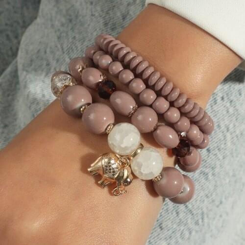 ORNAPEADIA Wholesale Hot Selling Bracelet for Women Female Elephant Ethnic Style Creative Beaded Personality Multiple Bracelets