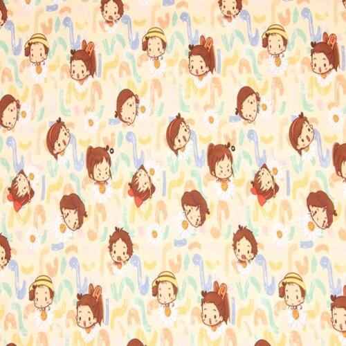 Cartoon Kids Print Cream 100% Cotton Fabric for Boy Clothes Bedding Set Hometextile Cushion Cover Backpack DIY