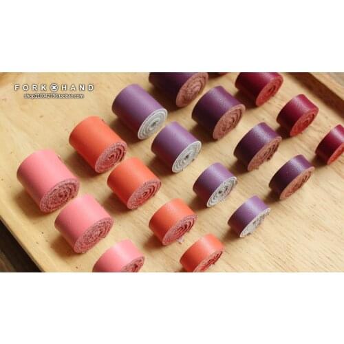DIY Cowhide Genuine Leather Two-layer Cowhide Strip Purple-pink Multi-size
