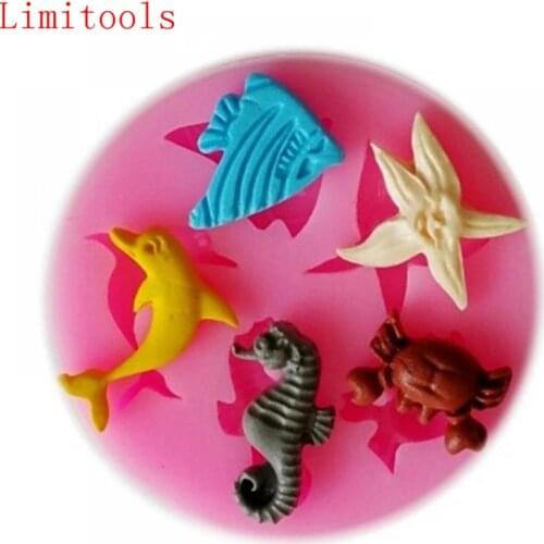 Beautiful Sea Animal Shape Silicone 3D Mold Cookware Dining Bar Non-Stick Cake Decorating Fondant Soap Mold