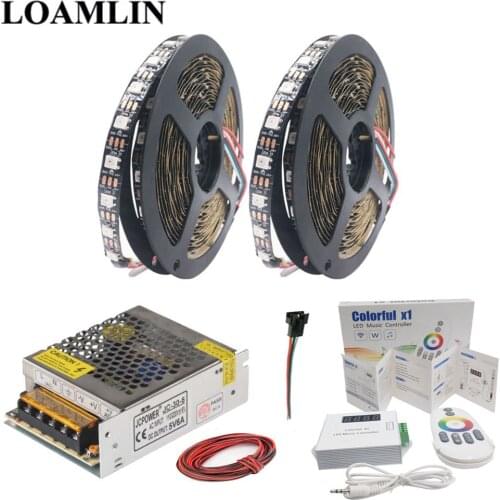 WS2812B WS2812 RGB Led Strip Light Colorfulx1 RGB Led Music Controller DC5V Led Transformer Kit 5m 10m 60Leds/m