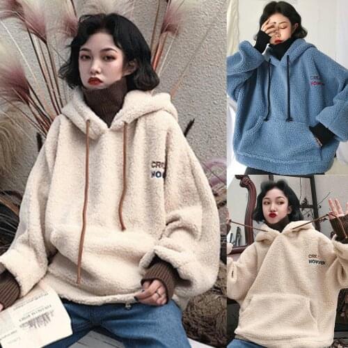Faux Fleece Hoodies Women Sweatshirt Turtle Neck Letters Embroidered Sweatshirt Fake Two Piece Pullover Women Winter Outerwear