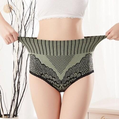 Sexy Women Slimming Cotton Lace Underwear Seamless Panty Women High Waist Brief Hip Lift Underpanty Breathable Pant Body Shaper