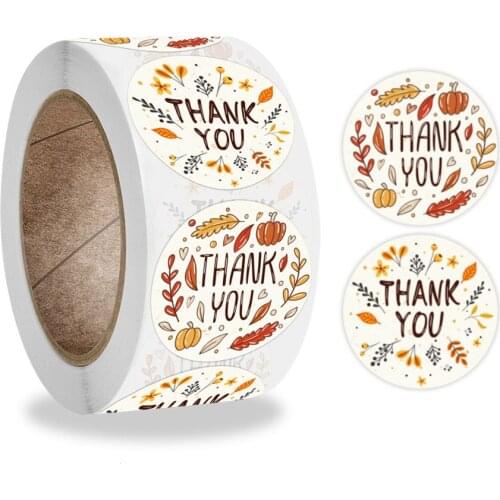 50-500pcs Flower Round Shape Thank You Handmade Kraft Paper Sticker Round Baking Sticker Wedding Decoration Party Stationery
