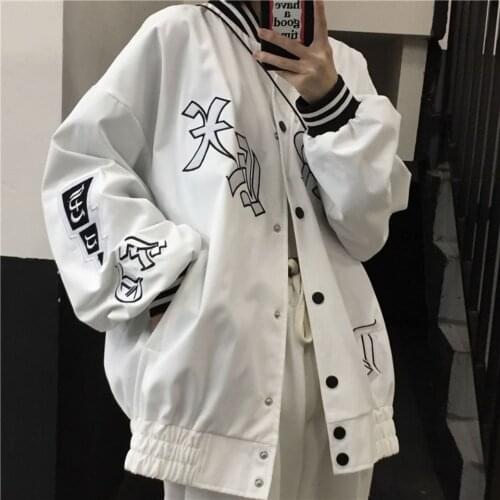 2021 Spring Baseball Uniform Women Jacket Loose Casual Korean Coats Trend Harajuku Style Female Jacket Vintage Embroidered Tops