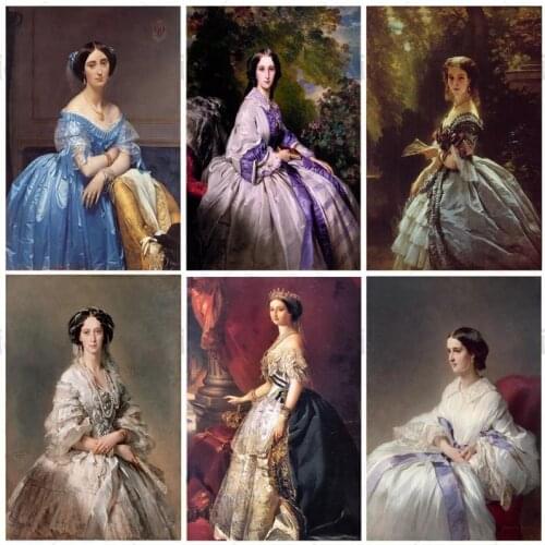 Vintage Palace Beauties Illustration 5D DIY Diamond Painting Woman Oil Painting Diamond Paste Embroidery Cross Stitch Home Decor