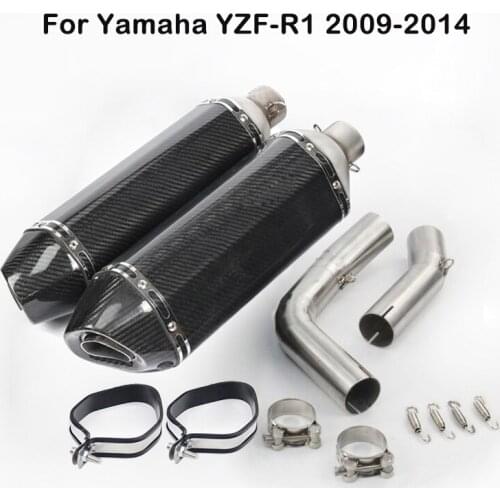 For Yamaha YZF R1 2009-2014 Motorcycle Exhaust Muffler Tube Carbon Fiber Mid Link Connect Pipe