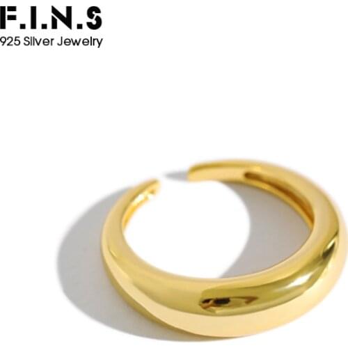 F.I.N.S Sterling Silver Rings for Women Simple Silver Golden Finger Ring Minimalist Open Adjustable Ring Silver 925 Jewelry