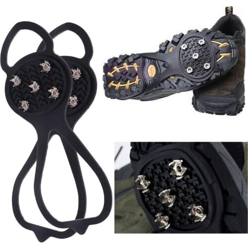 1Pair Ice Snow Studs Non-Slip Spikes Shoes Boots Grippers Crampon Walk Cleats M2EA