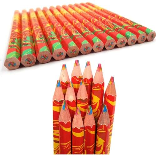 10PCS/Lot) Wooden Pencils Rainbow Jumbo Colored Pencils 4 Mixed Colors Pencil DIY Drawing Pens Stationery for Kids Graffiti Pen