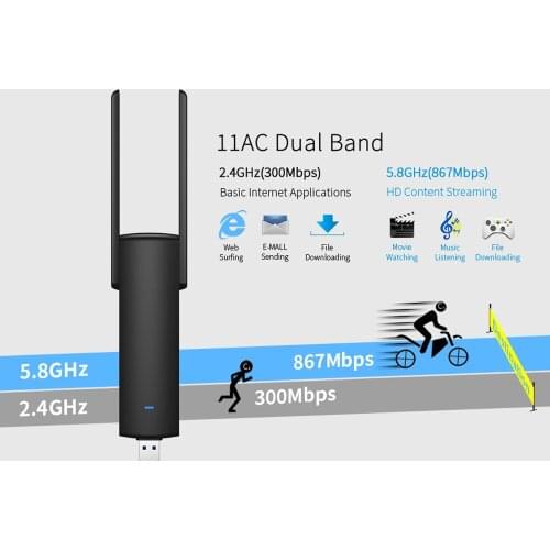 1200mbps wifi adapter 802.11ac/b/g/n 2.4+5.8G wi-fi dongle wireless USB antenna Ethernet AC Network Card