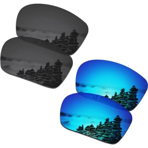 SmartVLT 2 Pairs Polarized Sunglasses Replacement Lenses for Oakley Triggerman Stealth Black and Ice Blue