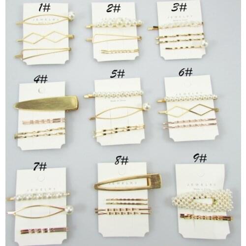 3PCS/Set 2021 New Pearls Golden Simple Acetate Geometric Hair Clips Pins For Women Girls Sweet Cute Barrettes Hair Accessories