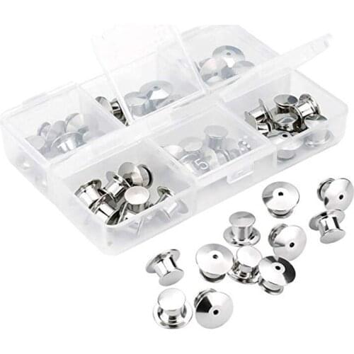 40 Count Pin Backs Locking Bulk Metal Pin Keepers Locking Clasp With Storage Case Pins Backs