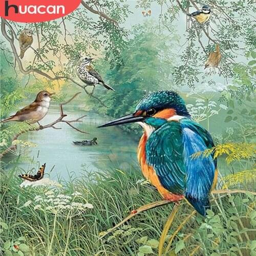 HUACAN 5d Diamond Painting Bird Mosaic Forest Handmade Gift Full Square/Round Diamond Embroidery Animal Home Decor