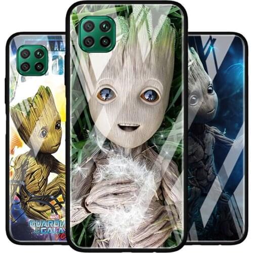 Baby Groot Cutest Tempered Glass Cover For Huawei P40 P30 P20 P10 P Smart Z Pro Plus Lite 2020 2021 Phone Case