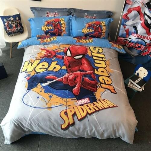 Spiderman Bedding Set for Kids Bed Decor King Queen Size Quilt Covers Twin Bedspread Flat Sheet 3/4pcs Marvel Cartoon Character