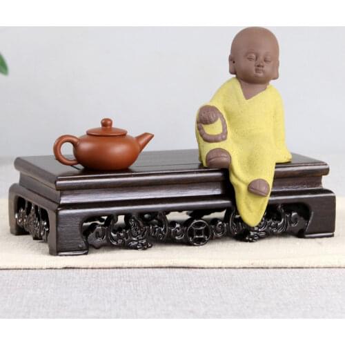 Oriental Furniture Chinese Rosewood Solid Mahagony Wood Display Stand Wooden Base Rectangle Rectangular Shape Pedestal with Carv