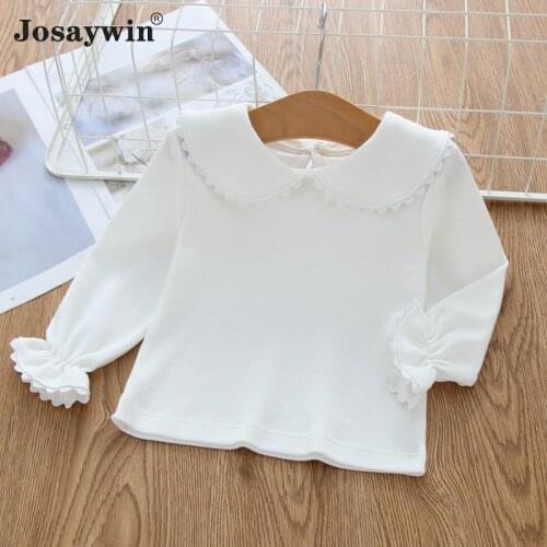 Spring Autumn Childrens T-Shirt Newborn Infant Baby Girls Peter Pan Collar Long Sleeve Girls Baby T-shirt Cotton Top Clothing