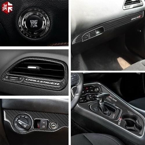 For Dodge Challenger 2015-2020 Car Interior Carbon Fiber Cover Trim Window Lifter Center Console Gear Shift Panel Sticker